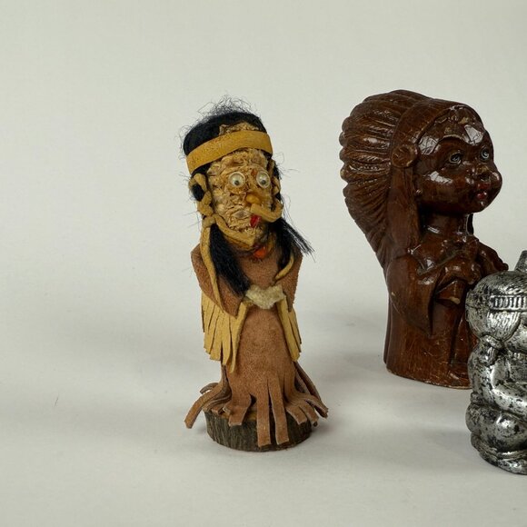 Native American Lot of 6 Vintage Cultural Figurines 5 Figures & totem pole - Picture 3 of 6
